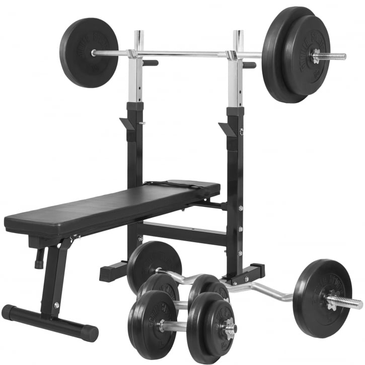 Bänkpress Paket 100 kg – Skivstång, Vikter & Bänk för Hemmagym